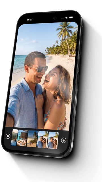 Travel video camera clips merging into one automatic trip movie